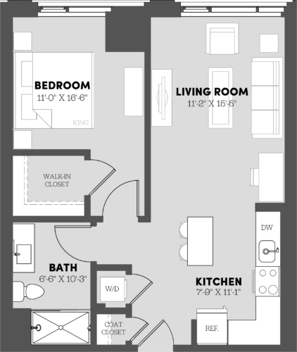a floor plan of a bedroom apartment